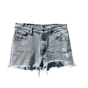 Wrangler Light Wash Denim Jean Shorts Size 32 Cut Off Western Distressed Blue